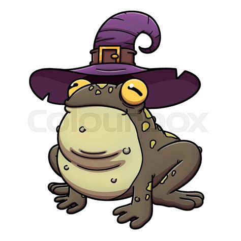 Cartoon Toad Or Frog Wearing Witch Hat | Stock vector | Colourbox