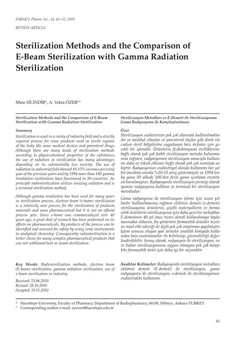 (PDF) Sterilization methods and the comparison of E-Beam sterilization with gamma radiation ...