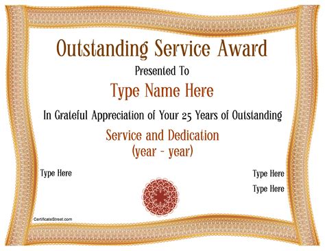 Long Service Award Certificate Template | PDF Template