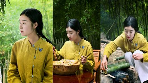 chinese village cooking - chinese girl cooking food-wine among watermelon-Bamboo rice - YouTube