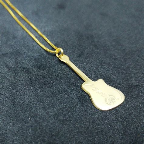 Gold tiny guitar necklace gold guitar pendant necklace | Etsy