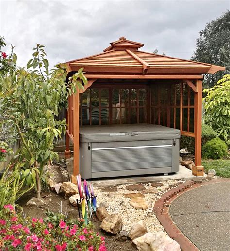 Hot Tub Enclosure Kits: Hot Tub Pavilion Kit Made of Redwood