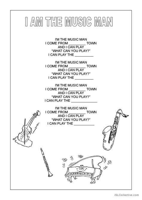 I'M THE MUSIC MAN: English ESL worksheets pdf & doc