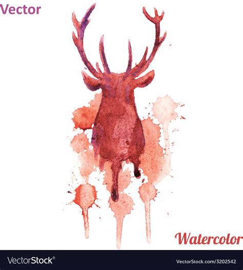 Watercolor deer head on the white background Vector Image