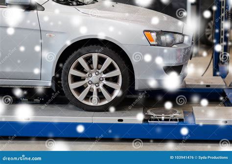 Car on Lift at Repair Station Stock Photo - Image of object, maintain: 103941476