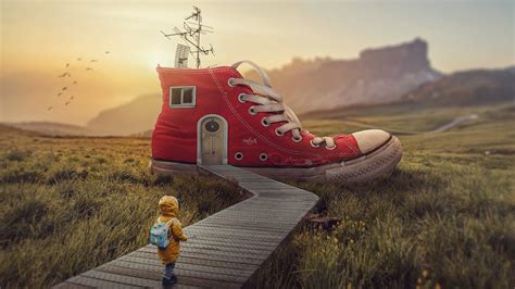 My Shoe House Photoshop Manipulation Tutorial Compositing - Photoshop Trend