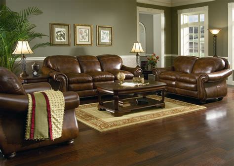 Leather Living Room Furniture In Living Room With Brown Leather Sofa Home Design… | Brown living ...