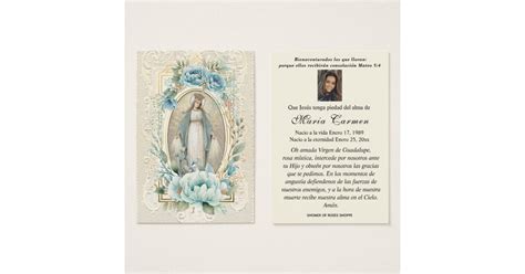 Spanish Virgin Mary Funeral Memorial Prayer Card | Zazzle