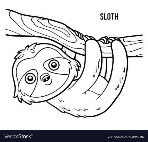 Coloring book sloth Royalty Free Vector Image - VectorStock