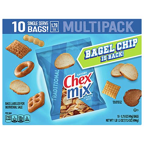 Chex Mix Snack Mix, Traditional, Savory, Single Serve Bags, Multipack ...