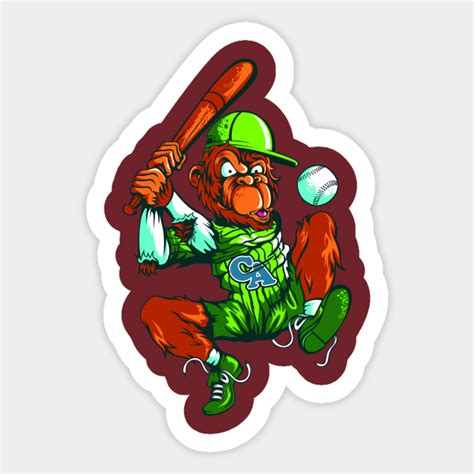 monkey baseball - Baseball - Sticker | TeePublic