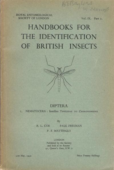 Diptera 2. Nematocera: families Tipulidae to Chironomidae (Handbooks for the Identification of ...