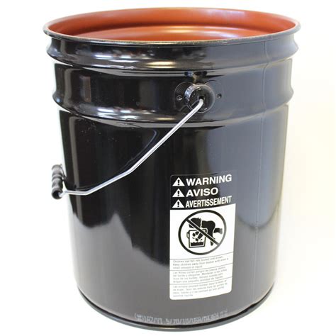 5 gallon steel pail red phenolic lined black 26 gauge – Amen Packaging