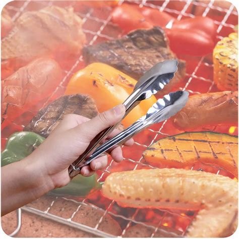 9"/12"/14" Barbecue BBQ Tongs Silicone Kitchen Cooking Salad Serving BBQ Tongs Stainless Steel ...