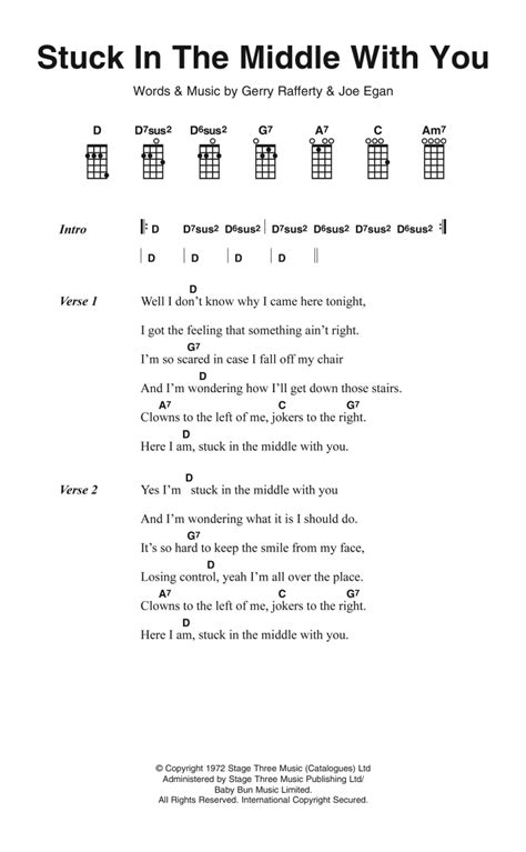 Stuck In The Middle With You by Stealers Wheel Sheet Music for Ukulele Chords/Lyrics at Sheet ...