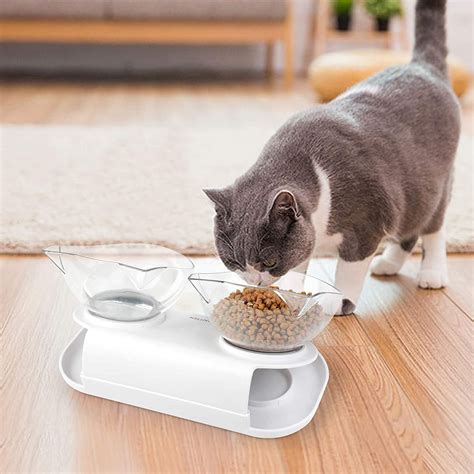 Cat bowls with stand cat food bowl with 15 ° incline angle personalised pet bowls feeding and ...