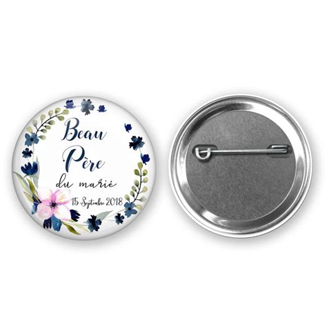 Badge mariage sur mesure pour vos invités - Thème fleurs bleues