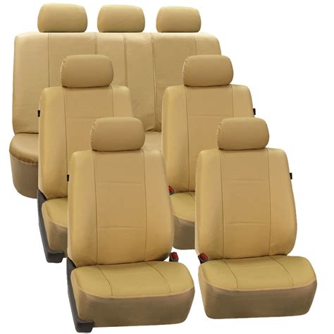 3 Row Faux Leather Car Seat Covers Airbag Safety For Minivan SUV | eBay