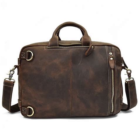 Vintage Genuine Leather Briefcase Backpack 14 Inches in 2020 | Leather briefcase, Leather ...