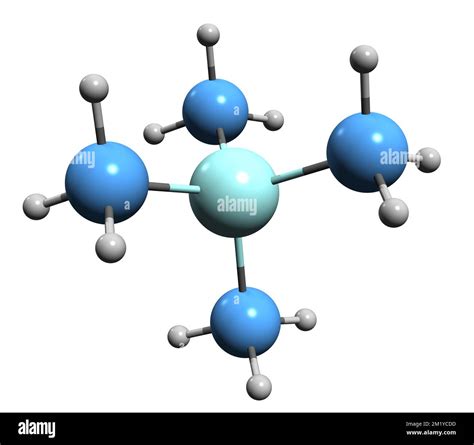 3D image of Tetramethylsilane skeletal formula - molecular chemical structure of organosilicon ...