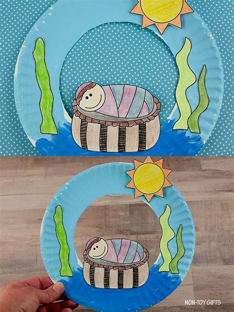 Baby Moses Paper Plate Craft with Template - Non-Toy Gifts