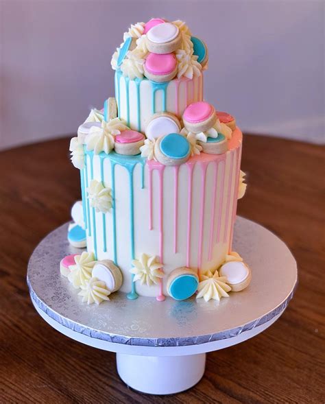 Pink and Blue Drip Baby Shower Cake - Hayley Cakes and Cookies Hayley ...