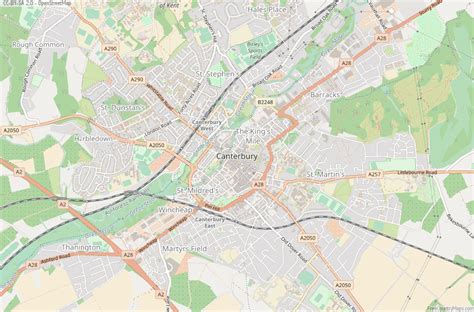 Canterbury Map Great Britain Latitude & Longitude: Free England Maps