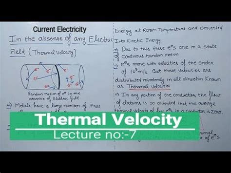 Thermal Velocity (Current Electricity Lec:7) - YouTube