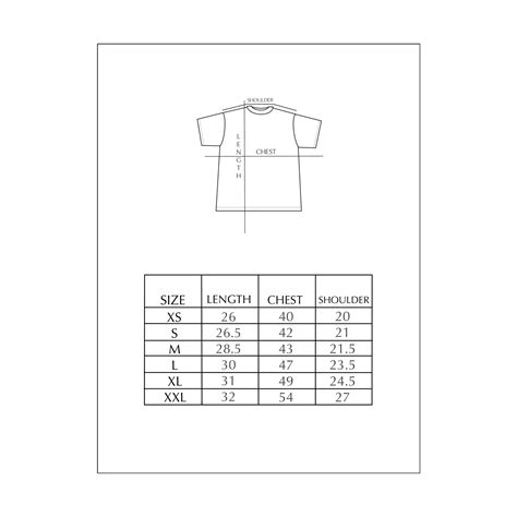 t shirt size chart – Godson Clothing