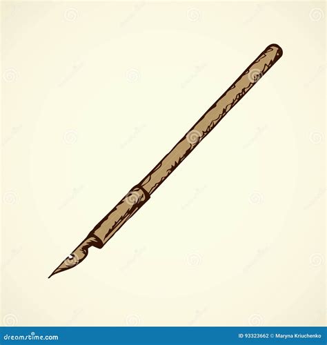 Old pen. Vector drawing stock vector. Illustration of ballpoint - 93323662