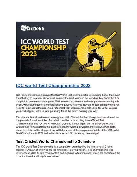 PPT - ICC world Test Championship Schedule 2023 PowerPoint Presentation - ID:12198020