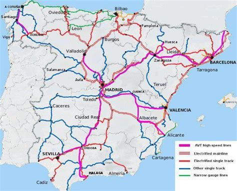 Rail map of Spain | Map of spain, Spain road trip, Northern spain