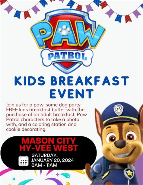 Paw-Some Kids Breakfast Event, Hy-Vee (Mason City, IA), 20 January