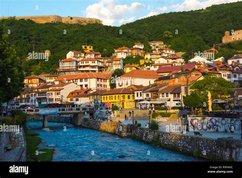 Houses in the old town on the banks of the Prizren Bistrica River, Prizren, Kosovo Stock Photo ...