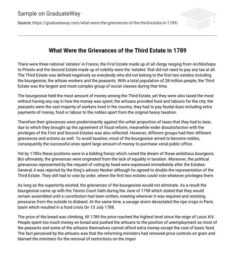 ⇉What Were the Grievances of the Third Estate in 1789 Essay Example ...