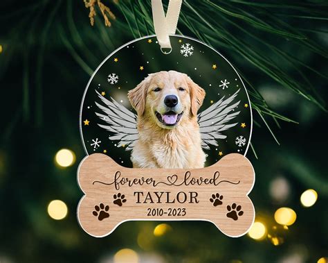 Dog Memorial Ornament, Custom Dog Photo Ornament, Dog Christmas Ornaments Personalized, Pet Loss ...