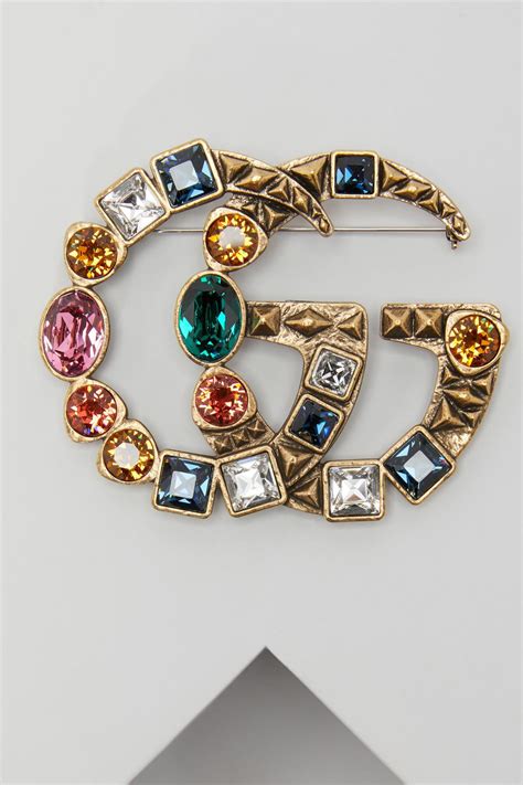 Gucci GG Crystal Brooch in Metallic - Lyst