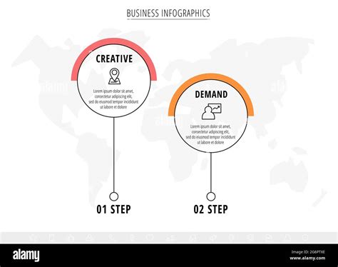 Business vector infographics with two line circles. Timeline visualization with 2 steps for ...