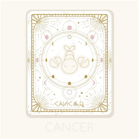 Zodiac sign Cancer card. Astrological horoscope symbol with moon phases ...