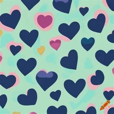 Modern impressionist heart pattern in navy blue on Craiyon