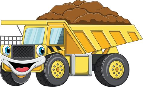 Cartoon happy yellow dump truck 5332315 Vector Art at Vecteezy