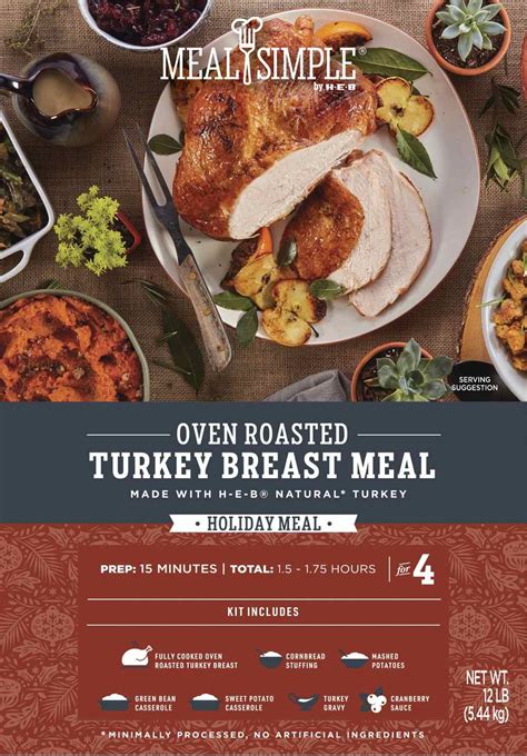 Meal Simple by H-E-B Fully Cooked Turkey Breast & Sides Holiday Dinner ...