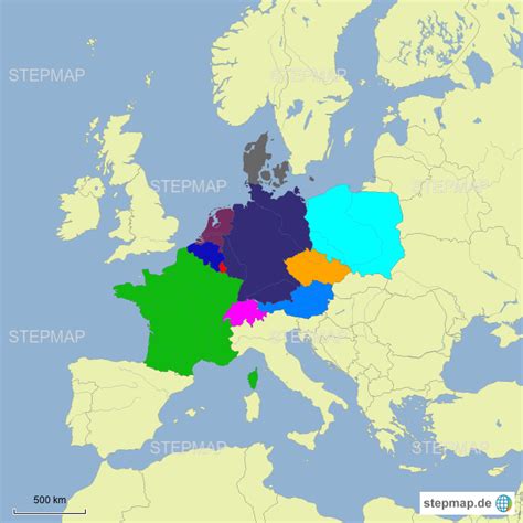 StepMap - Germany and its Neighboring Countries - Landkarte für Deutschland