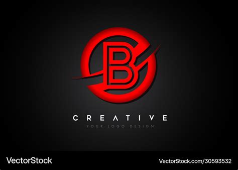 Letter b logo with a red circle swoosh design Vector Image