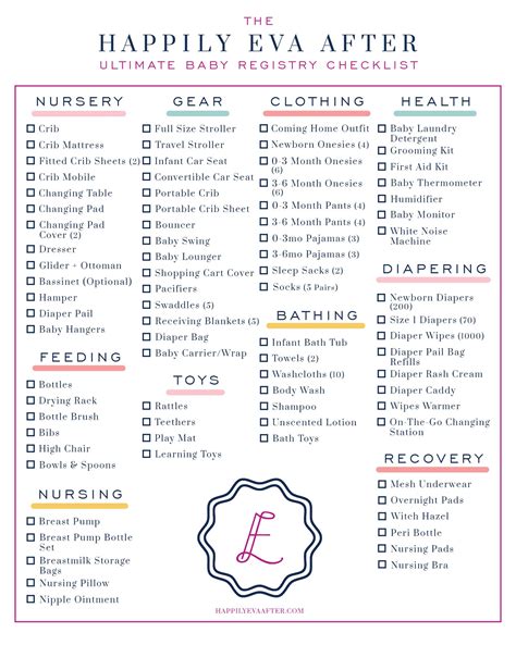 Free printable baby registry checklist printable - sakiheat