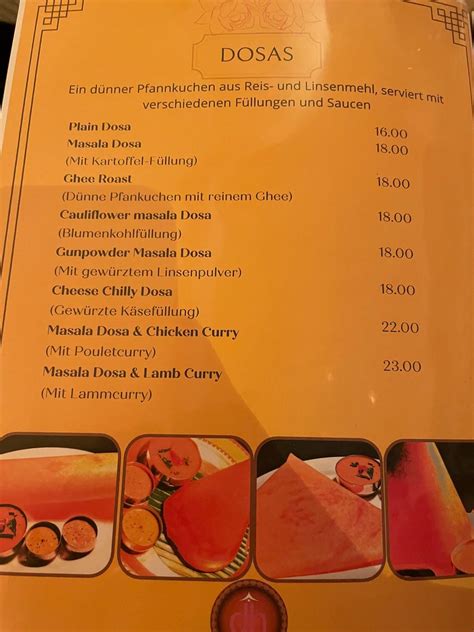 Menu at Dosa House Viktoria, Lucerne