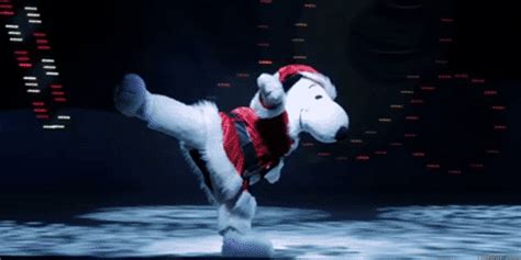 Snoopy Is Ice Skating Santa Claus GIF Animation