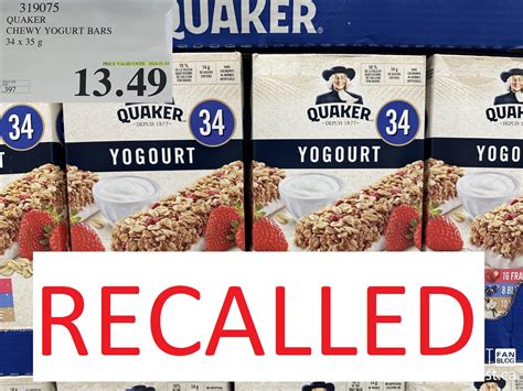 RECALL NOTICE: Quaker Granola Bars & Quaker Harvest Crunch for ...