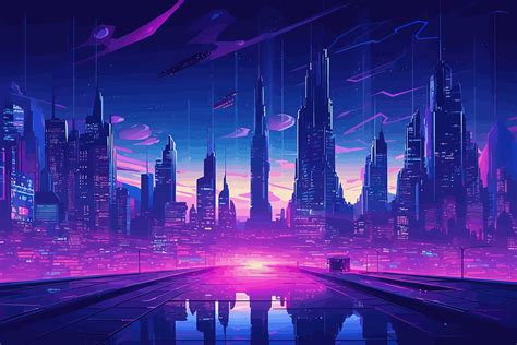 Cyberpunk City Street. Sci-fi Wallpaper. Illustration par saydurf ...