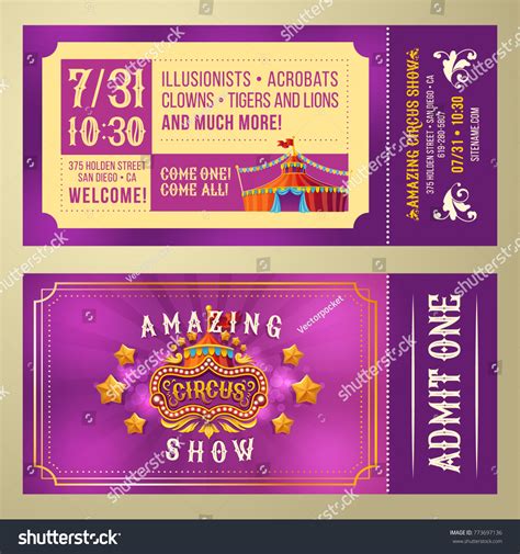 Ticket Admission Amazing Circus Performance Show Stock Vector (Royalty ...